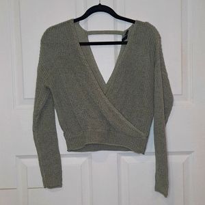 Cropped V-Neck Sweater